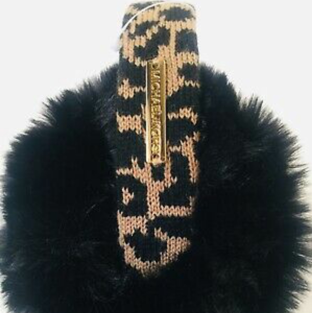 🆕️ Michael Kors Leopard Knit/Faux Fur Ear Muffs - Picture 5 of 8